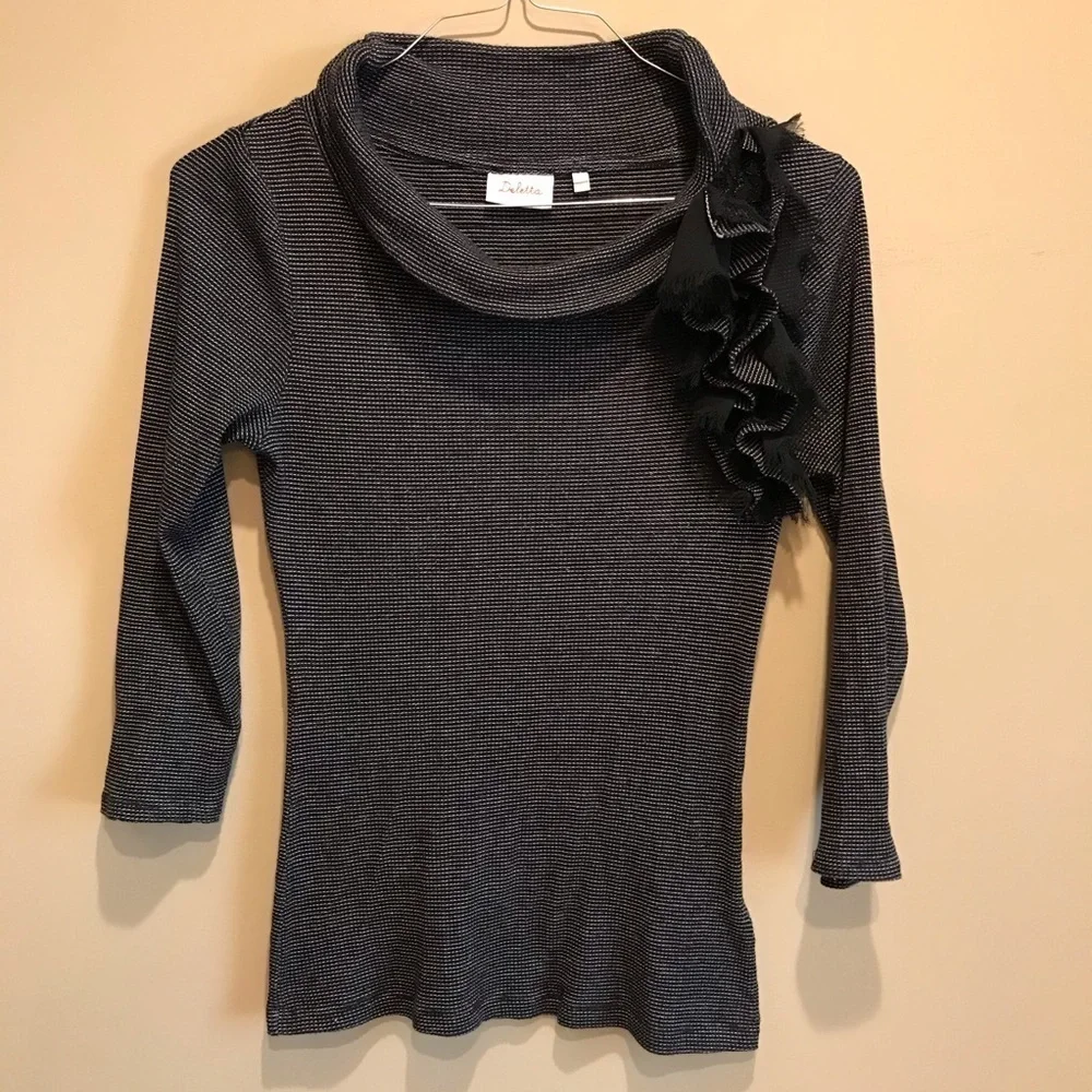 Anthro Deletta Thermal Texture Cowl Neck Top S